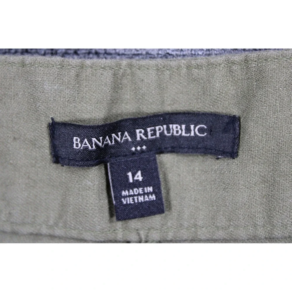 Banana Republic Womens Olive Green Linen Blend Utility Chino Pants Size 14